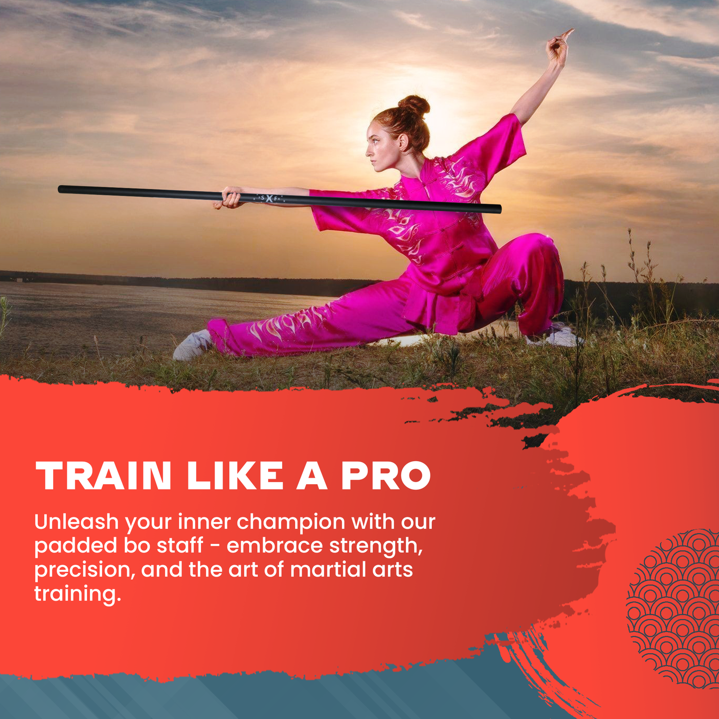 STRIKEXFORCE 5 Ft Foam Padded Practice Bo Staff with Carry Bag