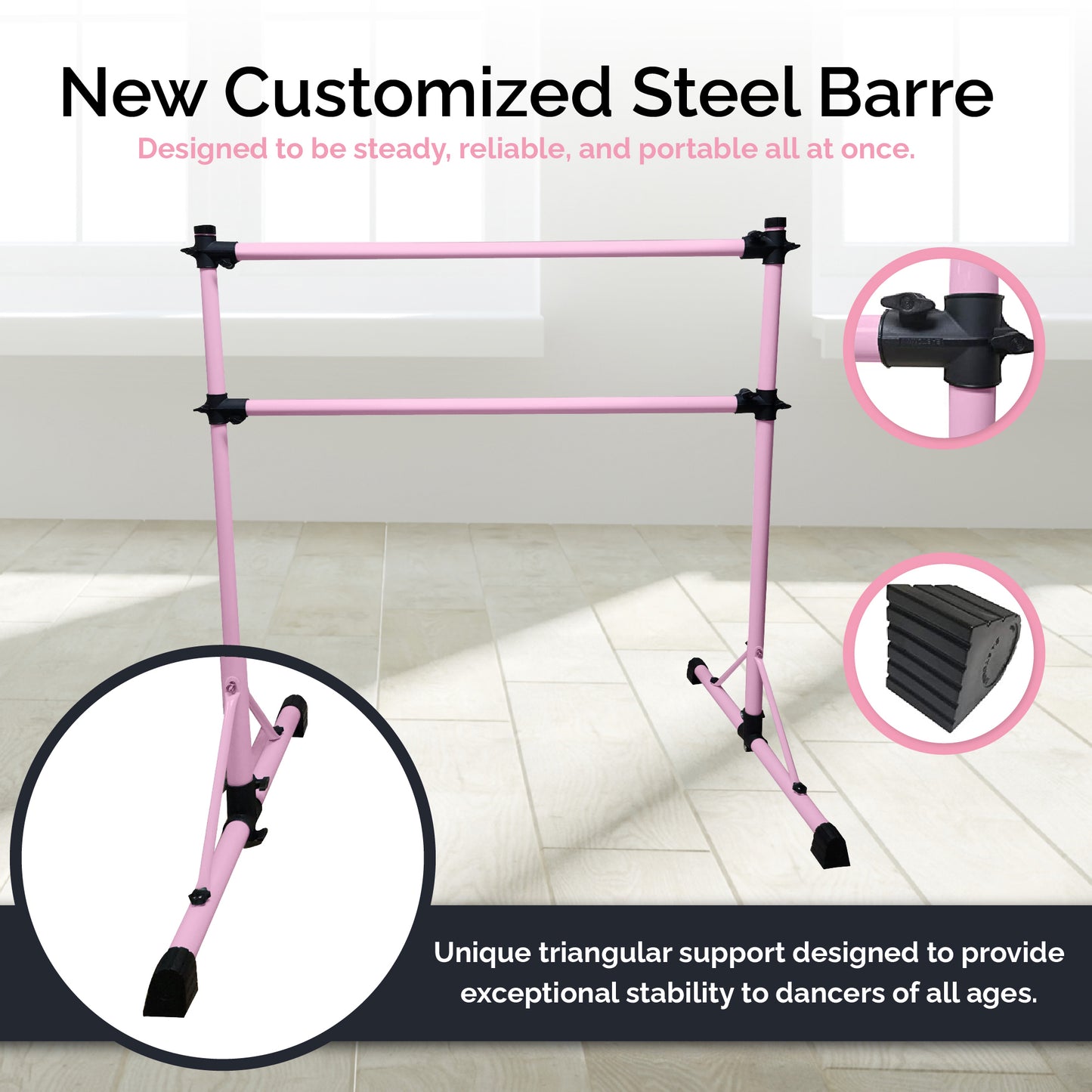 BALLERINA BASICS New and Improved 4 Ft Steel Double Ballet Barre with Carry Bag and Beginner Guide