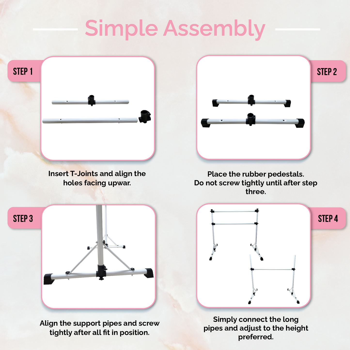 BALLERINA BASICS New and Improved 4 Ft Steel Double Ballet Barre with Carry Bag and Beginner Guide