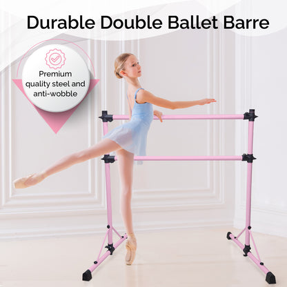 BALLERINA BASICS New and Improved 4 Ft Steel Double Ballet Barre with Carry Bag and Beginner Guide